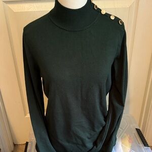 Calvin Klein Dark Green Sweater with Metallic Buttons